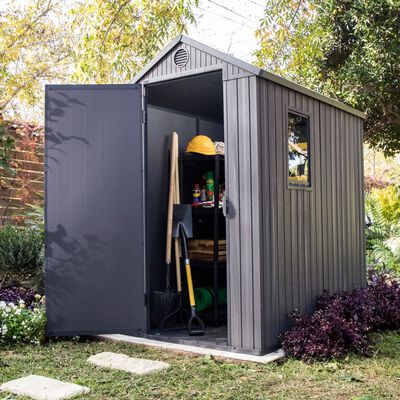 Keter 4×6 Darwin Heavy Duty Plastic Garden Shed – Grey