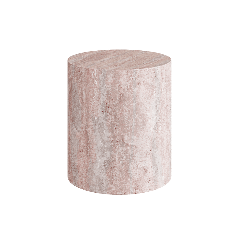 Porto Travertine Side Table, Red