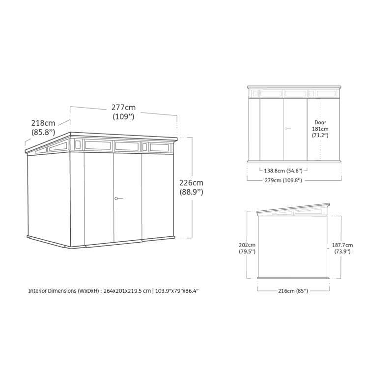 Keter 9x 7 Cortina Heavy Duty Plastic Pent Shed – Green