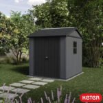 Keter 7′ x 7.5′ Newton Plus Side Entry Plastic Shed – Dark Grey - Image 2