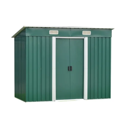 8X4 Metal Garden Shed Pent/Apex Roof Outdoor Storage With Free Base