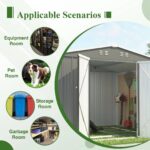Garden Shed 10X8FT Metal Apex Roof With Free Foundation Base Storage House Grey - Image 2