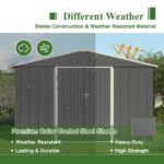 Garden Shed 10X8FT Metal Apex Roof With Free Foundation Base Storage House Grey - Image 3