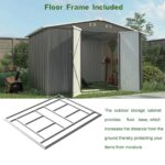Garden Shed 10X8FT Metal Apex Roof With Free Foundation Base Storage House Grey - Image 4