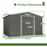 Garden Shed 10X8FT Metal Apex Roof With Free Foundation Base Storage House Grey - Image 8