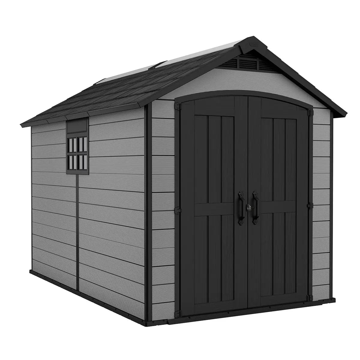 132629122416670-1.jpg Keter 7.5’x11′ Premier Heavy Duty Plastic Shed – Grey - Image 1