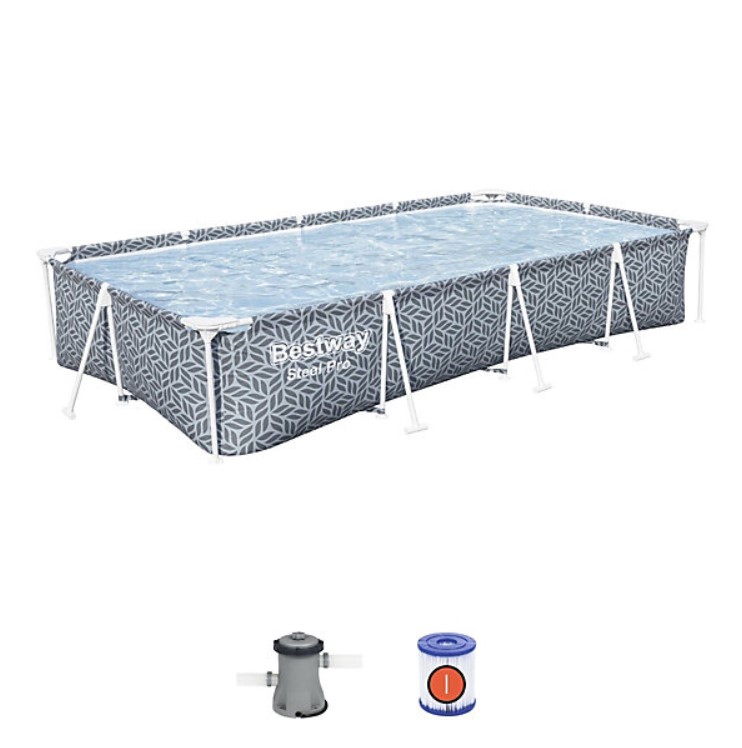 Capture-decran-2025-06-14-115713.jpg Bestway Steel Pro Rectangle Above Ground Pool, Leaf Design, 12ft Swimming Pool - Image 1