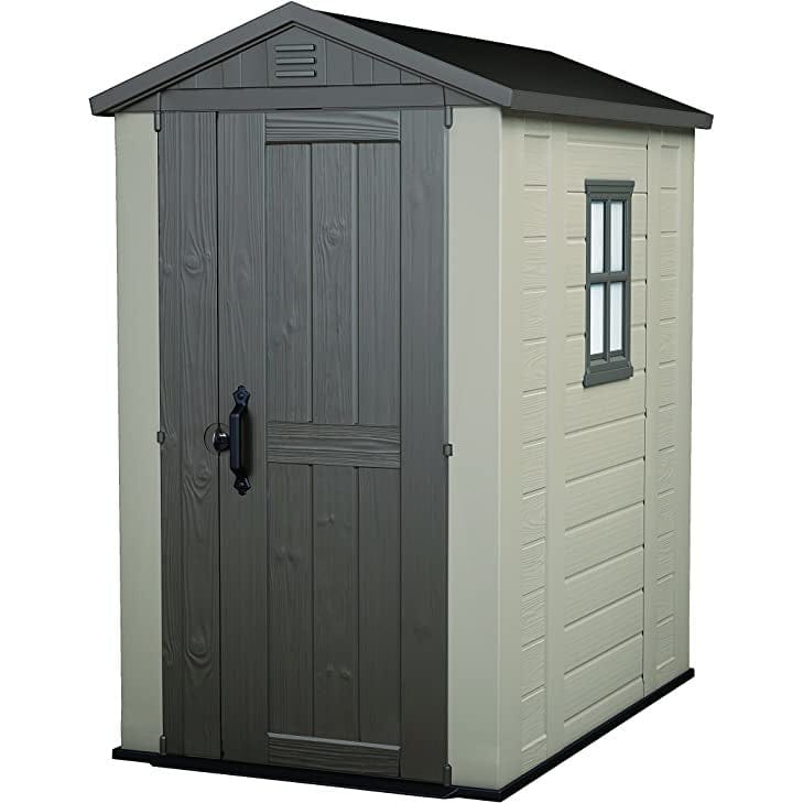 Keter-Factor-Apex-Garden-Storage-Shed-4-x-6ft-6.jpg Keter 4’x6′ Factor Heavy Duty Plastic Garden Shed – Beige - Image 1