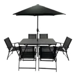 Bahama Matt Black Metal 6 Seater Dining set - Image 3