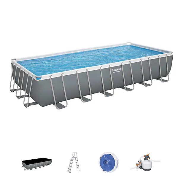bestway-24ft-x-12ft-x-52-rectangular-power-steel-above-ground-swimming-pool-sand-filter-1.webp Bestway 24ft x 12ft x 52" Rectangular Power Steel Above Ground Swimming Pool, Sand Filter Pump & Accessories (2024 Version) - Image 1