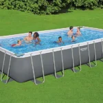 Bestway 24ft x 12ft x 52" Rectangular Power Steel Above Ground Swimming Pool, Sand Filter Pump & Accessories (2024 Version) - Image 2