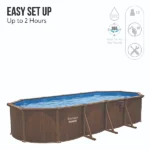 Bestway Hydrium Oval Steel Wall Pool Set, 24FT Swimming Pool, Wood Print - Image 5
