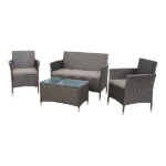 Derry Matt Light black Rattan effect 4 Seater Coffee set - Image 2