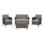 Derry Matt Light black Rattan effect 4 Seater Coffee set - Image 3