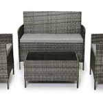 EVRE Grey Rattan Garden Furniture Set Patio Conservatory Balcony Outdoor 4 Seater