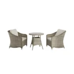 GoodHome Hamilton Cappuccino Rattan effect 2 seater Bistro set - Image 2