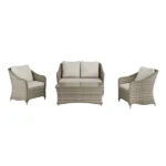 GoodHome Hamilton Cappuccino Rattan effect Metal 4 Seater Coffee set - Image 4